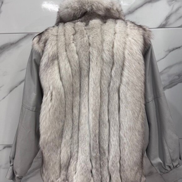 VINTAGE bomber leather jacket with Mink body - Picture 2 of 4